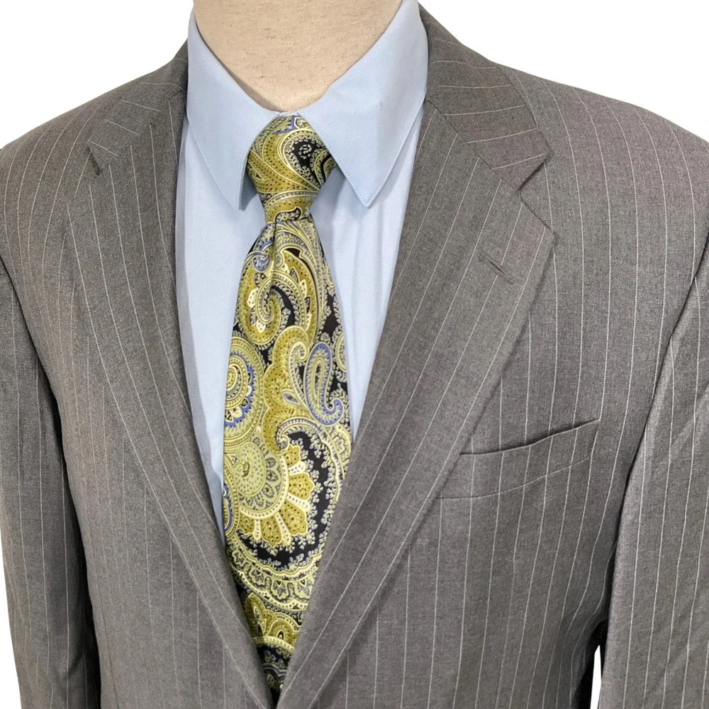 Hickey Freeman Blazer Mens 44R Gray Pinstripe Madison‎ Wool Suit Jacket USA VTG
